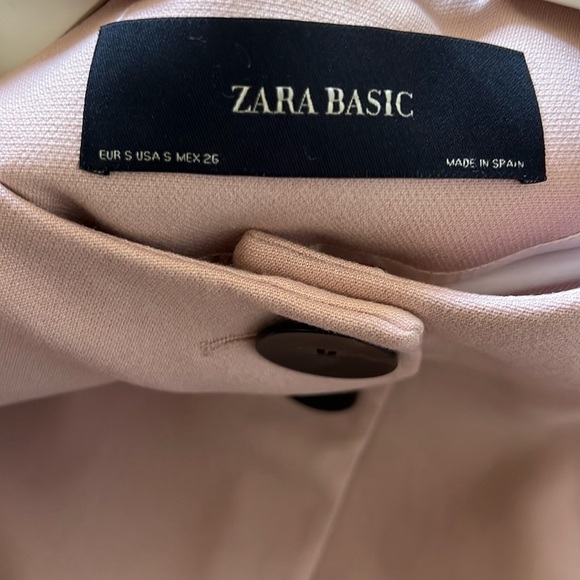 Zara Light Pink Blush Blazer Jacket Ruffle Cuff Double Button - Picture 5 of 8